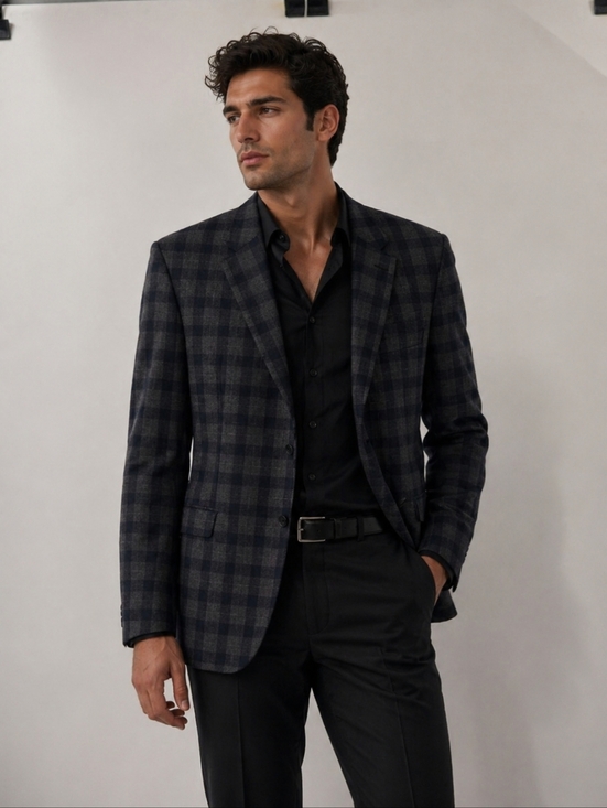 Brioni Other - Brioni Men's Plaid Blazer Blue and Gray
